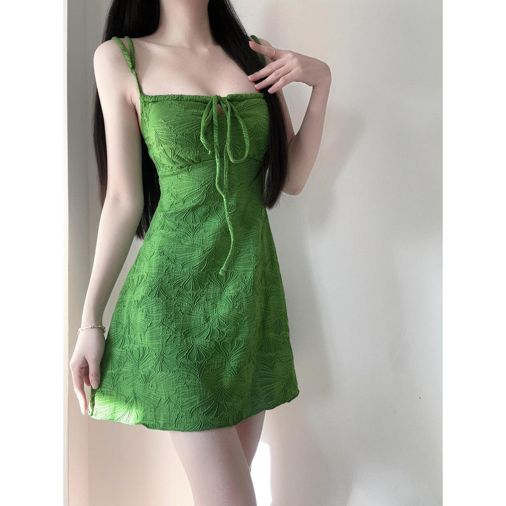 Retro Trắng Xanh Đầm Chia Đồ Bơi Hai Mảnh Mùa Xuân Nóng Bãi Biển Kỳ Nghỉ Váy Đồ Bơi Bảo Thủ