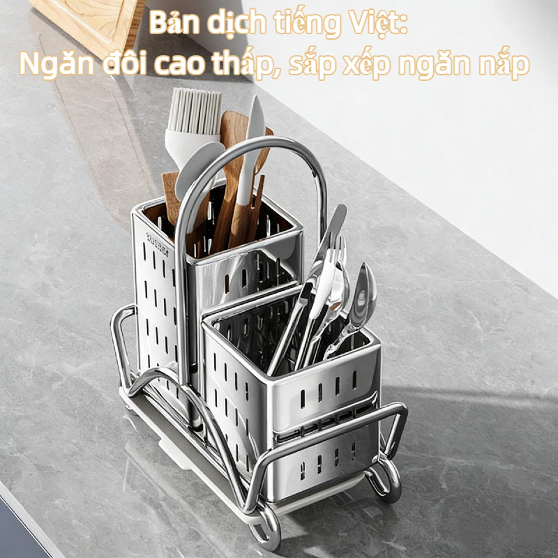 Giá Đũa Thìa Đa Năng 2in1 Inox Dày |Khay Đựng Đồ Dùng Ăn Uống Gọn Nhẹ |Chống Rỉ,Tiết Kiệm Diện Tích