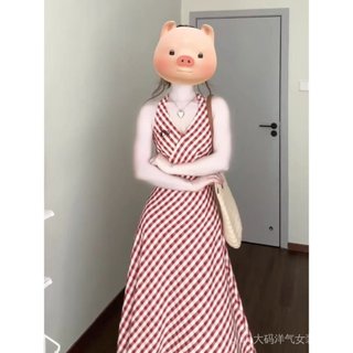 Váy dây cao cấp kẻ sọc mỏng phong cách retro phương Tây, size lớn, đẹp phù hợp nữ đi biển