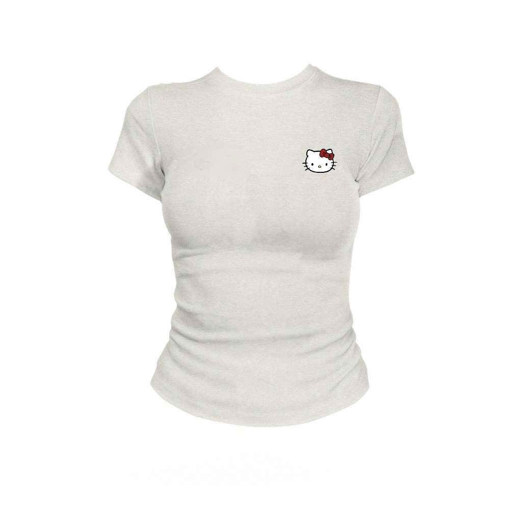 (Mở Bán) Áo Thun croptop hottrend chất tăm lạnh mềm mát ,tôn dáng-in mèo nguuc kiti