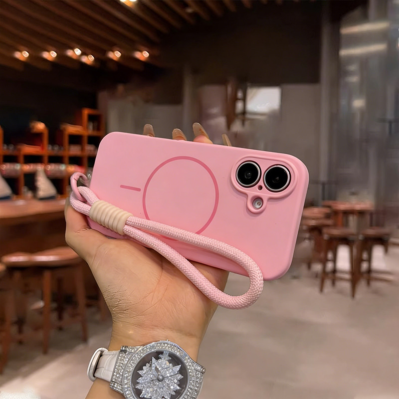 Ốp Lưng Silicon Nam Châm Cảm ứng Mềm Phù Hợp IPhone 17/16/15/14/13/12 Pro Max Ốp Mềm Chống Va đập Kèm Dây đeo