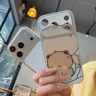 Ốp điện thoại hoạt hình Potty Time Happy Yier Bubu cho iPhone 17 / 16 / Pro Max / 15Plus / 14 / 13 / 12 / 11 / Kết cấu da phủ kim loại Vỏ bảo vệ chống sốc và chống rơi