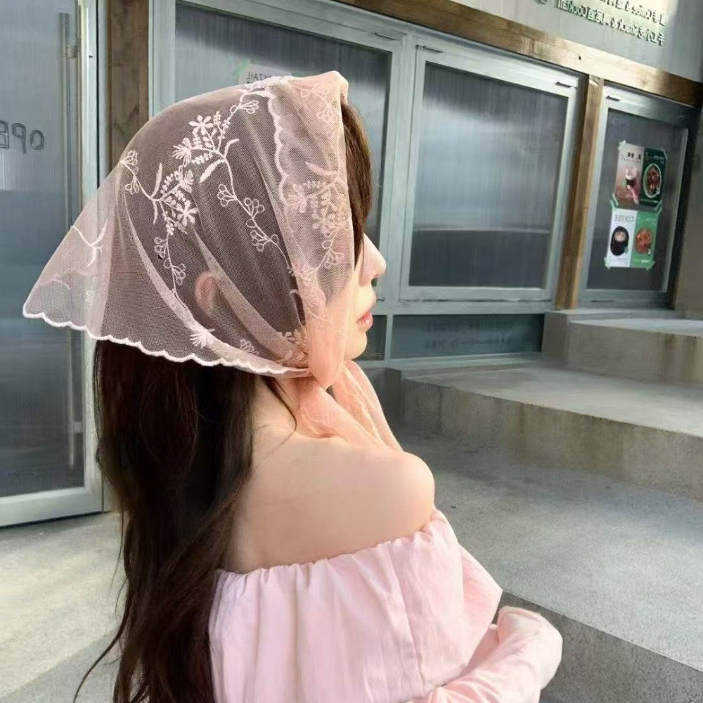 Hululu - Khăn quàng cổ tam giác ren cao cấp, đa dụng cho thời trang