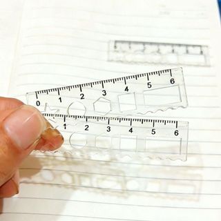 HIGHVIEWLS 1 Thước Mini, Thước Thẳng Bỏ Túi Trong Suốt, Dụng Cụ Đo Vẽ Đa Năng Với Wave Line Protractor Học Sinh