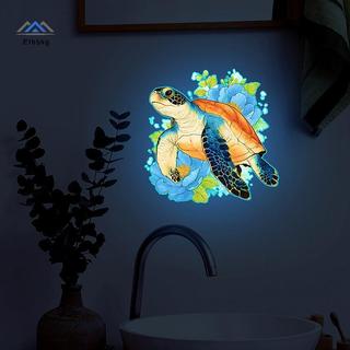 ELBBKG Rùa Biển Vệ Sinh Decal Dán Tường Phát Sáng Trong Bóng Tối Tự Dính Có Thể Tháo Rời Dạ Quang Stier Chống Thấm Nước Trang Trí Phòng Tắm Mới