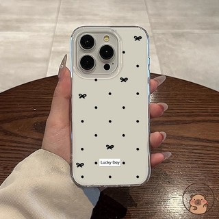 Tương Thích Cho iPhone 17 Air 16 15 14 13 12 11 Pro Max XR XS Max X 8 7 6 6s Plus SE 2020 Vỏ Điện Thoại Đơn Giản Màu Trắng Thanh Lịch Đen Chấm Bi Nơ Nơ May Mắn Dễ Thương Vỏ