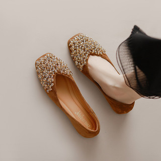 Giày Da Lộn Mũi Vuông Sang Trọng Sang Trọng Bên Trong Tăng Chiều Cao Thời Trang Handmade Nữ