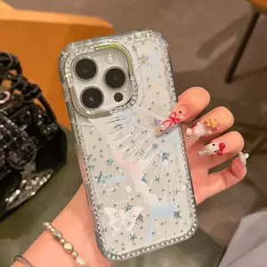 Sơn mài Mây Sương 16 ốp lưng iPhone 17 14/13/11 Pro Đính Đá Pha Lê Ngôi Sao