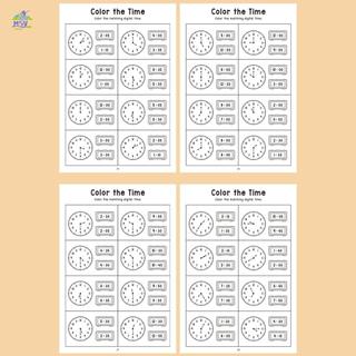 Nhãn dán đồng hồ giáo dục cho trẻ em Bộ dụng cụ học tập thời gian 2-6 có sách bài tập thực hành