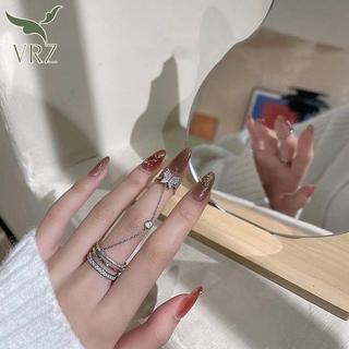 VRZ Nhẫn Đôi Nữ Phong Cách Punk Dây Xích, Trang Sức Thời Trang Hip-Hop Hot