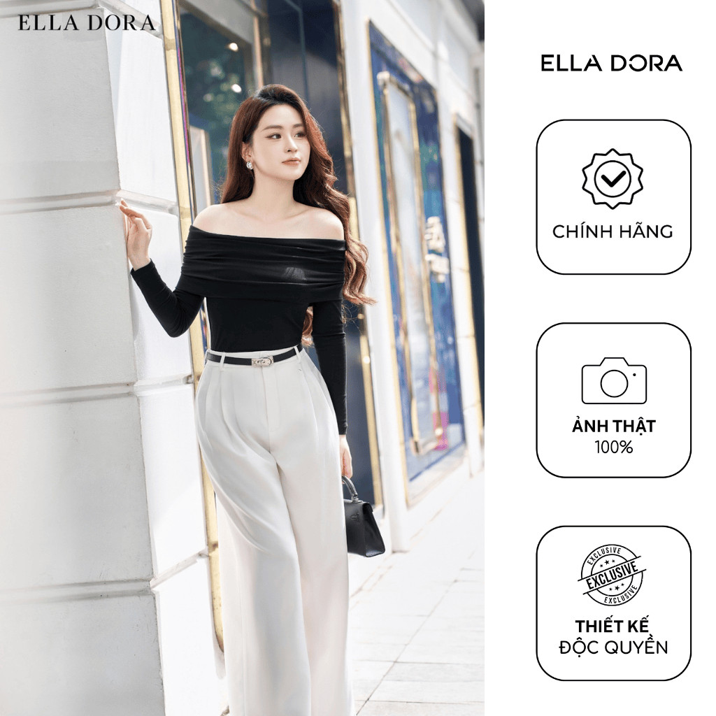 Áo thun nữ ELLA DORA thiết kế  trễ vai dài tay tôn dáng phong cách sang trọng thanh lịch [AT67]