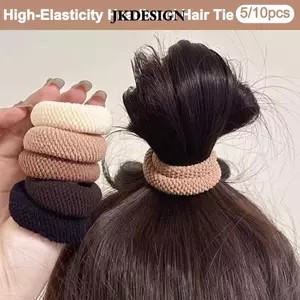 JKDESIGN Scrunchies - Bộ 5/10 cái, dây dày mềm mại, nhiều màu sắc, dành cho nữ