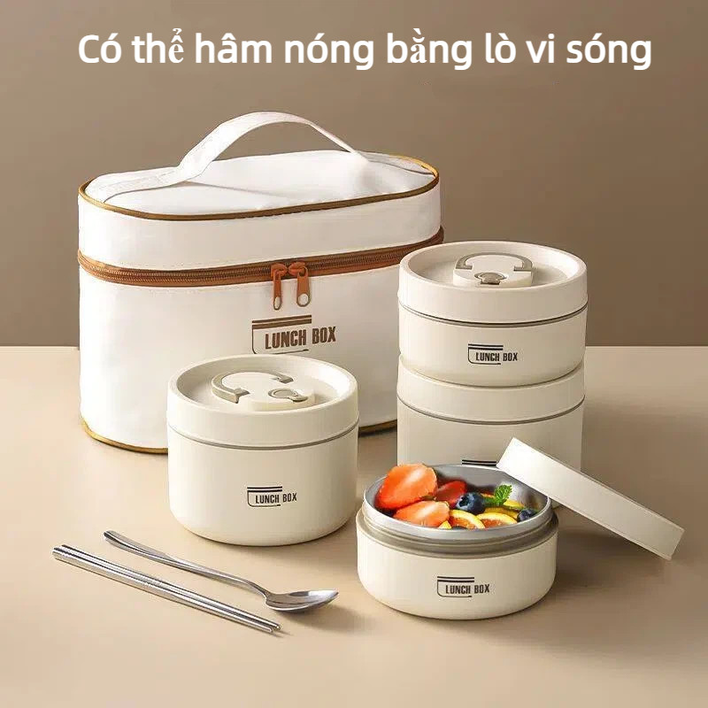 Hộp cơm giữ nhiệt inox 316 cao cấp kèm túi – chống rò rỉ,  cách nhiệt tốt, văn phòng/trường học