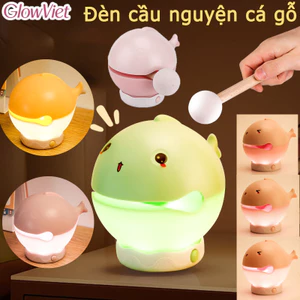 Đèn cầu nguyện cá gỗ,3 Chế Độ Sáng,cho đầu giường ngủ decor trang trí phòng ngủ,quà tặng sinh nhật cho bé trai bé gái