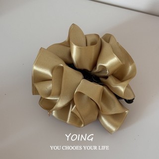 Kẹp Tóc Satin Vàng Nhãn Phong Cách Hàn Quốc, Hoa Chuối Ba Chiều, Thích Hợp Thời Trang Cao Cấp