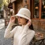 Mũ tròn nhỏ chất liệu polyester chống thấm nước khô thoáng cho trẻ ngoài trời trắng đen dễ phối hợp