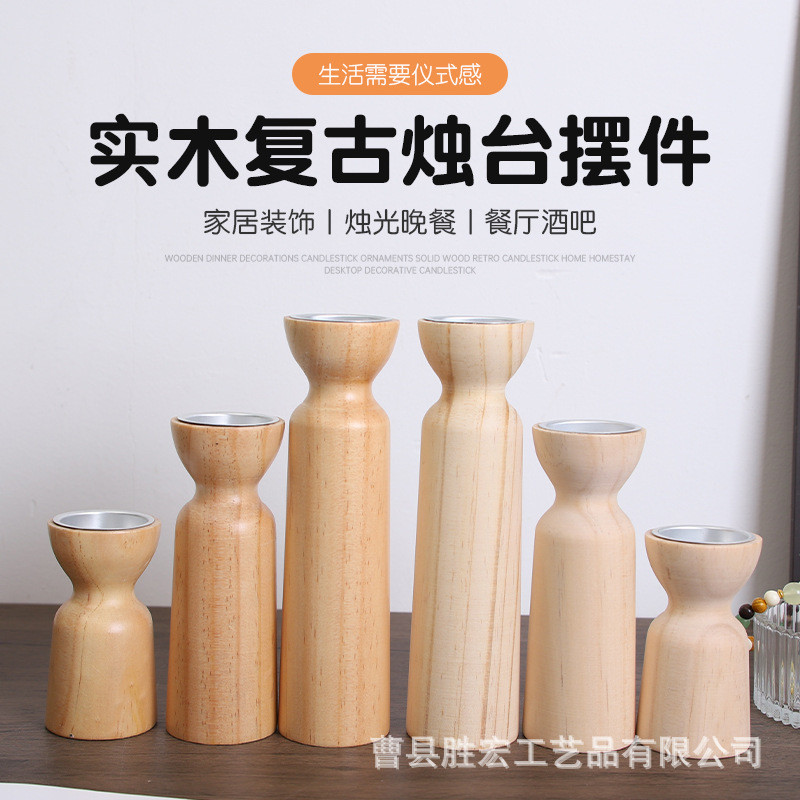Giá đỡ nến Giá đỡ nến Gỗ nguyên khối Người gây ảnh hưởng Trang trí tiệc Giá đỡ nến Thủ công B & B Đảng Bắc Âu Bữa tối