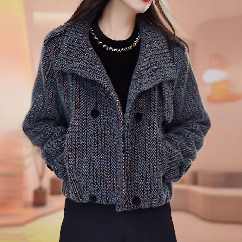 VN 2023 Thu Đông Phong Cách Mới Áo Khoác Nữ Thoải Mái Rời Thời Trang Bảo Vệ Toàn Diện Áo Cardigan Ngắn Chất Lượng Cao