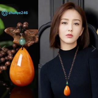 zhuliye246 Vòng cổ nữ phong cách dân tộc cổ điển sáp ong thả hạt choker dài áo len chuỗi mặt dây trang sức