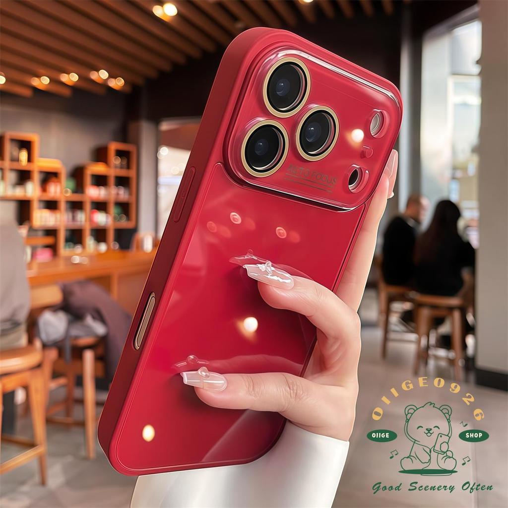 【 Ốp lưng iPhone17 】 Vỏ kính màu đỏ năm mới 2026 Vỏ điện thoại iphone17 Pro Max 16 15 14 13 cho vỏ iPhone Vỏ mềm silicon TPU chống sốc