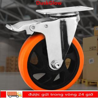 Bánh xoay DUSKGLOW, Bánh xe nội thất PVC bánh xe 3 "/ 4" / 5 '', Má phanh Blackheart Mặt cam hai trục thay thế bánh xe