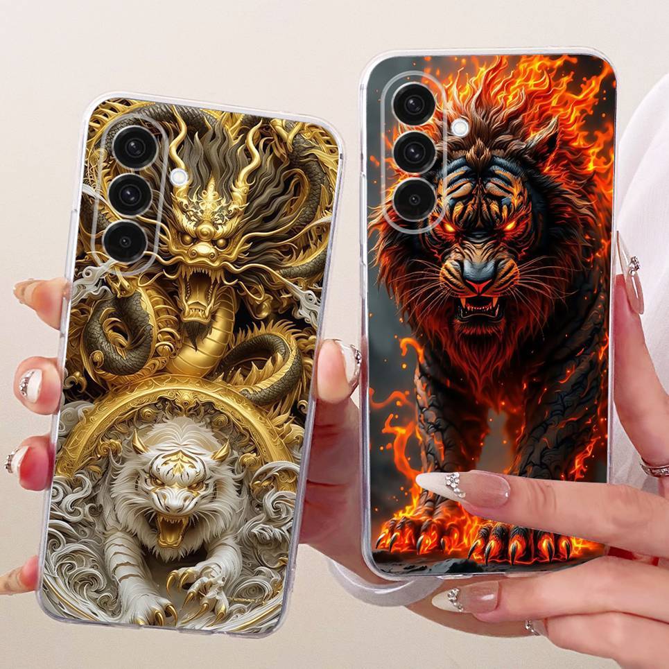 Dành Cho Samsung Galaxy Galaxy A06 A16 A36 4G 5G Ốp lưng Rồng Trung Quốc Mèo Dễ Thương Họa Tiết Hoạt Hình Vỏ Mềm Trong Suốt Silicon