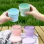 Cốc có thể thu vào BORAGETE, Cốc silicon có thể gập lại 200ml bằng silicon, Cốc nước thực tế có nắp Cốc uống nước di động Cắm trại