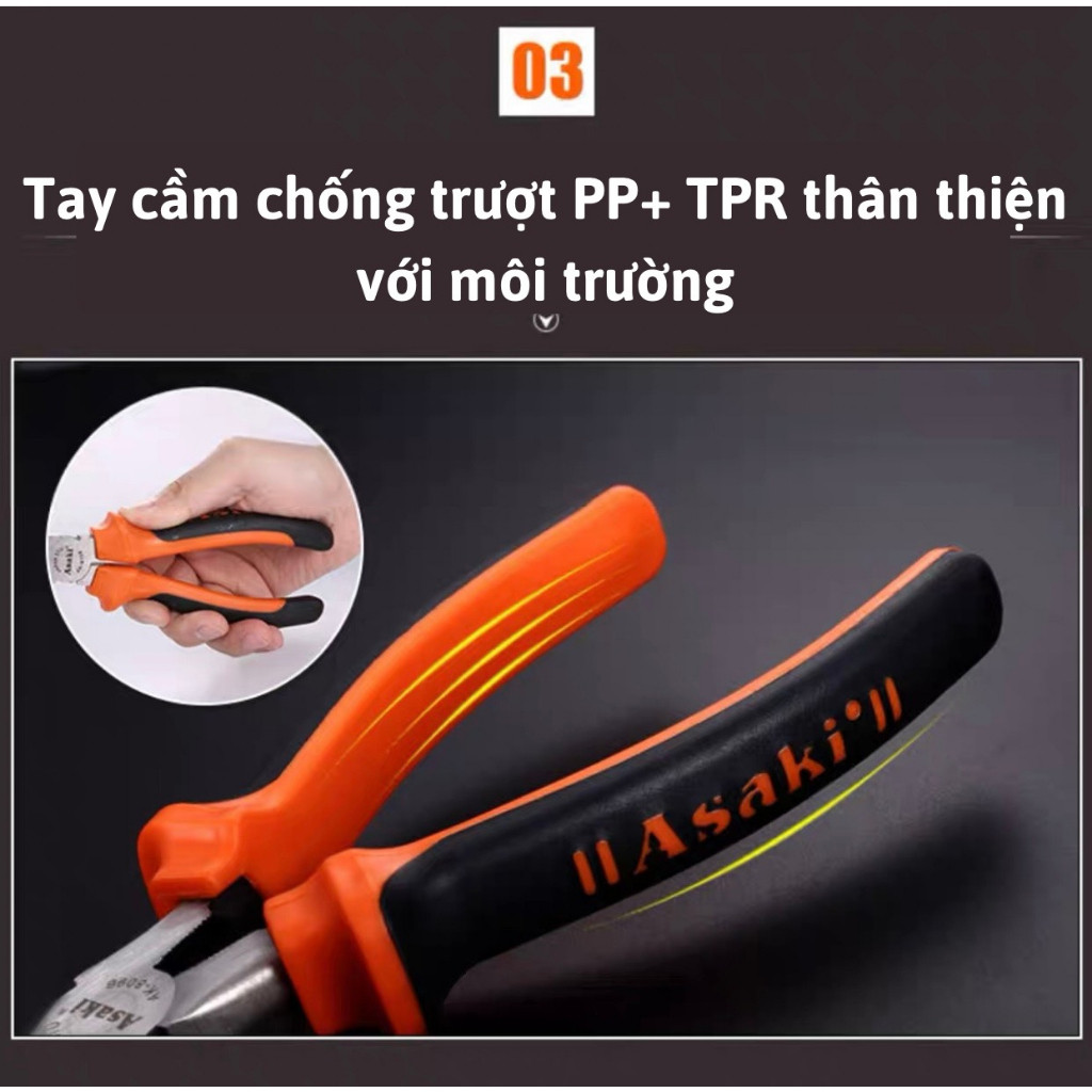 Kìm nhọn Asaki AK-8105, AK-8107, kềm nhọn 6 inch, 8 inch, kìm cắt