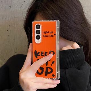 Ốp Điện Thoại Chữ Màu Cam Trong Suốt Thích Hợp Cho Samsung Galaxy ZFold7 zfold6 Dây Gấp Vỏ Cứng Cho Z Fold 7 6 5 4 3 5G Vỏ Bảo Vệ