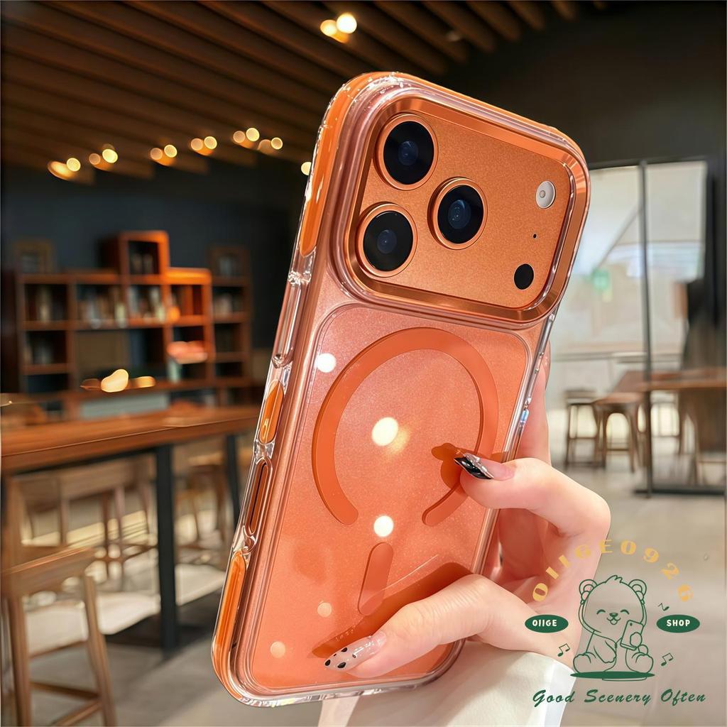 【 Ốp lưng iPhone17 】 Ống kính kim loại túi khí pha lê băng từ tính Vỏ điện thoại iphone17 Pro Max cho vỏ iPhone Vỏ mềm silicon TPU chống sốc