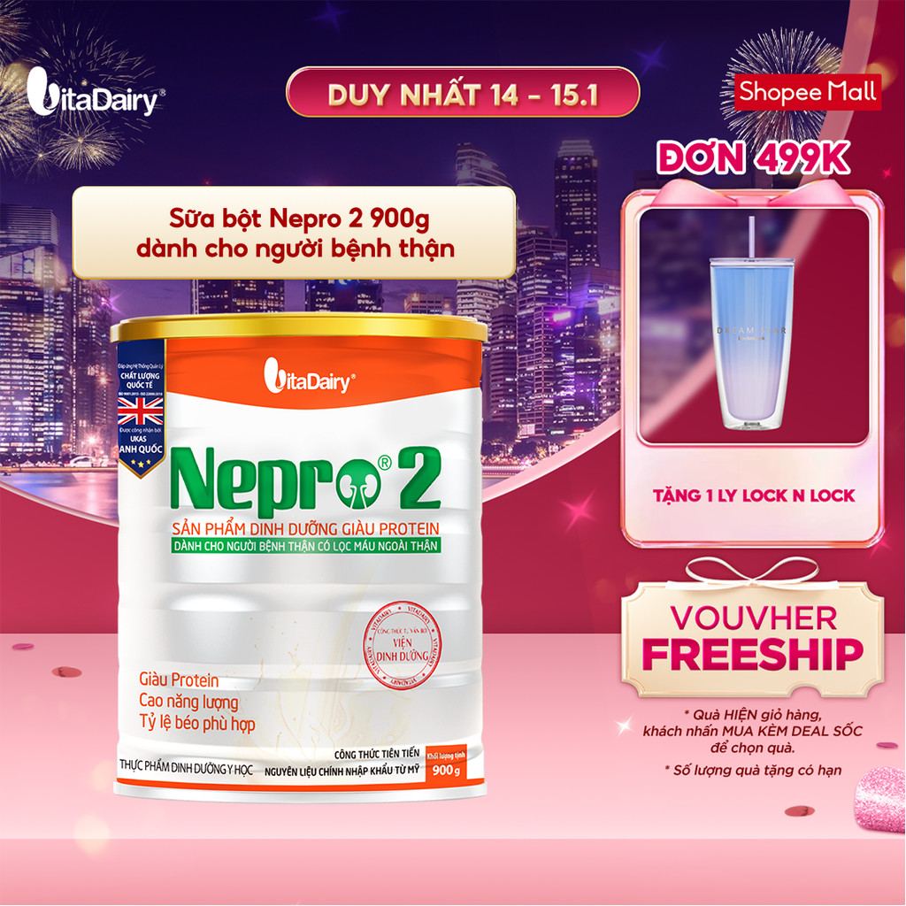 Sữa bột Nepro 2 900g hỗ trợ dinh dưỡng cao dành cho người bệnh thận