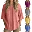 Áo sơ mi vải lanh Cotton cỡ lớn dành cho nữ 3 4 tay Áo sơ mi thời trang cổ tròn dáng rộng vừa vặn Áo sơ mi đi biển