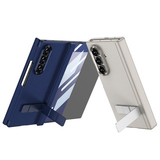 Dual Hai Bản Lề Đứng Da Gấp Funda Cho Samsung Galaxy Z TriFold Chân Đế Xoay Được