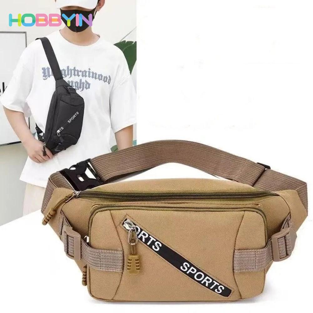 HOBBYIN Túi đeo ngực HOBBYIN, Túi thắt lưng vải ngoài trời, Túi đeo vai nam thể thao chống thấm nước dung tích lớn thông thường Đi xe đạp thể thao