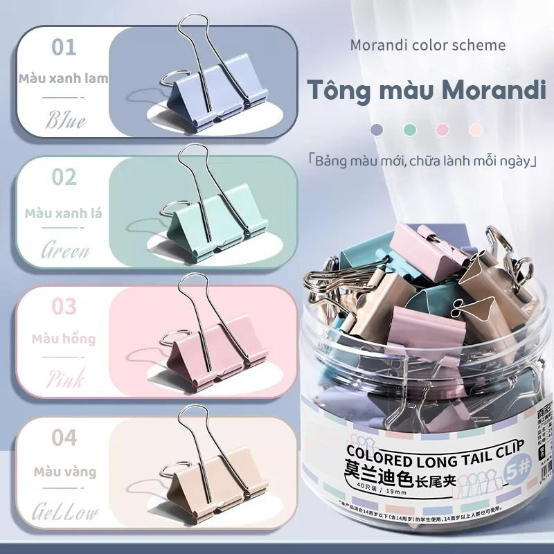 Kẹp tài liệu kim loại A4 mini pastel - Kẹp bướm đồ dùng văn phòng sáng tạo kẹp tài liệu chắc chắn, dễ sử dụng