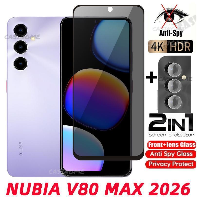 ZTE NUBIA V80 MAX 2026 Kính cường lực riêng tư Chống gián điệp Full Cover Bảo vệ màn hình cho ZTE NUBIA Blade V80 NUBIAV80 MAX V80Max Design Pro 4G 5G Phim bảo mật chống Peek