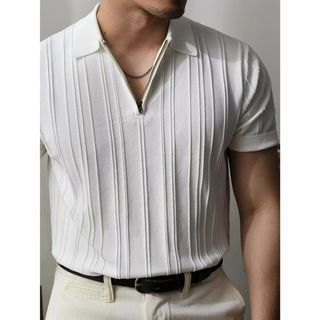 Áo polo Slim Fit màu trắng sành điệu có dây kéo YKK bền bỉ - Thiết yếu mùa hè