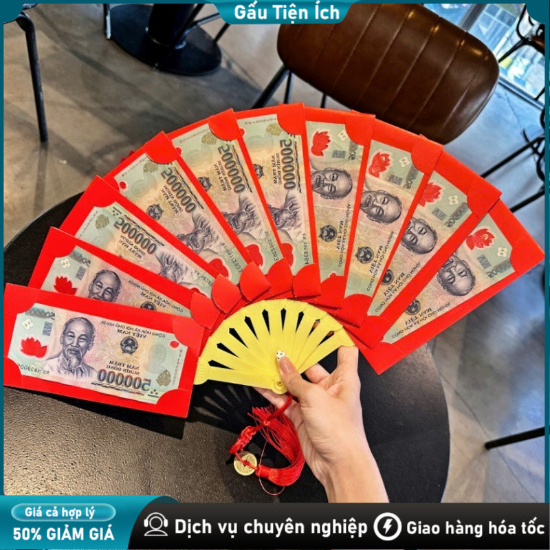 Lì xì quạt sáng tạo, gấp gọn 10 ngăn - Lì Xì / Lì Xì Quạt，Xoè Quạt / Quạt，Gấp Gọn， 10 Ngăn，Quà Tặng Bất Ngờ