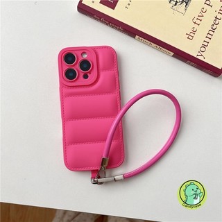 Vỏ Áo Khoác Xuống Có Dây Da Cho OPPO A5i A3 Pro NFC A3i A3X A2X A1X A1S A18 A17 A17K A16 A16S 5G 4G Vỏ Sang Trọng Dễ Thương Đơn Giản Màu Kẹo Chống Rơi Vỏ Điện Thoại Mềm