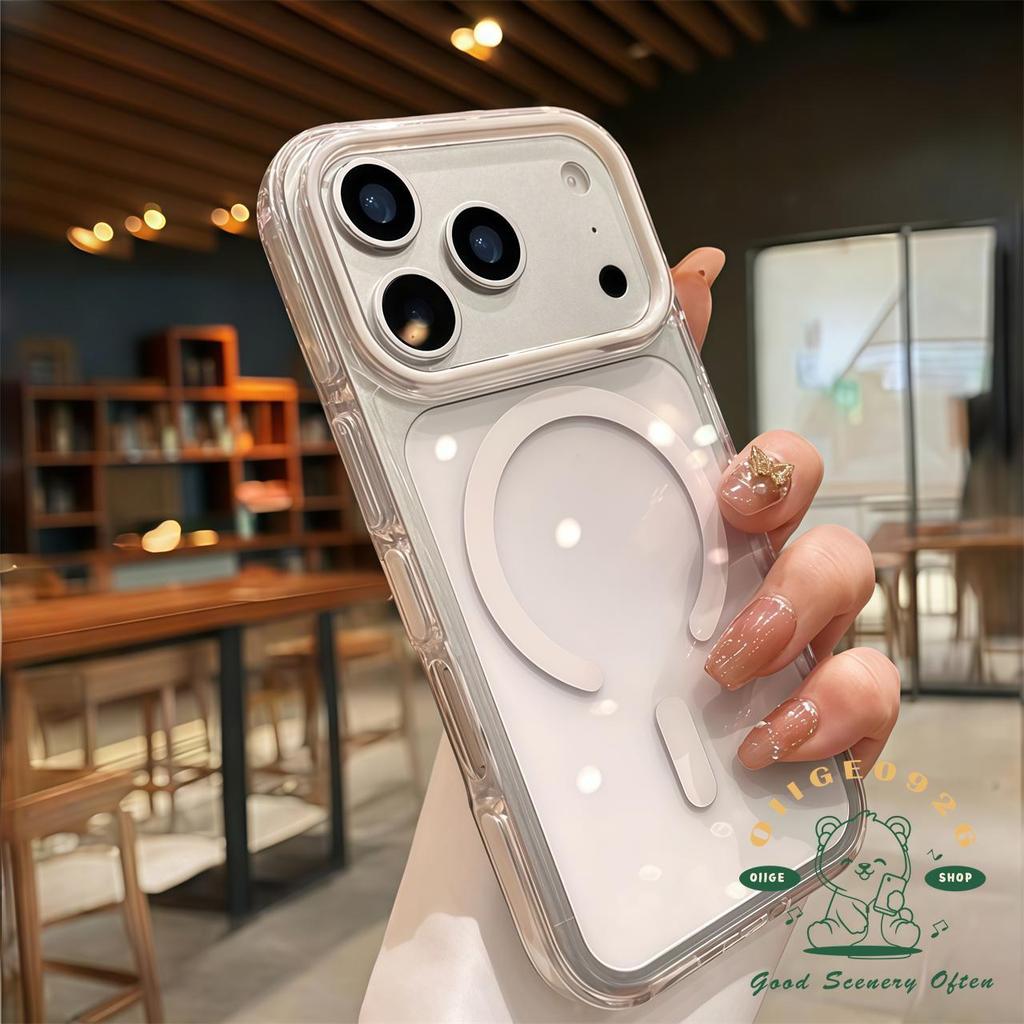 【 Ốp lưng iPhone17 】 Vỏ điện thoại túi khí pha lê đá cam từ tính iphone17 Pro Max 16 15 14 13 12 cho vỏ iPhone Vỏ mềm silicon TPU chống sốc