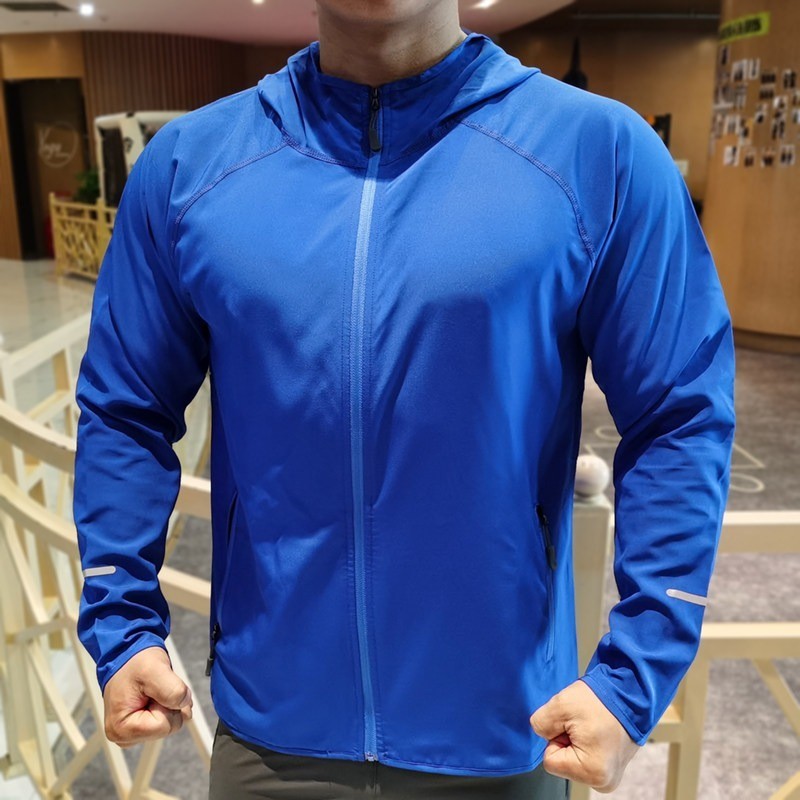 Áo gió màu cam có mũ và khóa kéo, phù hợp cho chạy bộ, đi xe đạp và đi bộ đường dài - Chống thấm nước và chống nắng