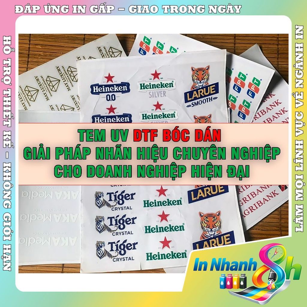Decal UV DTF Bóc Dán - Logo công ty, tem bảo hành, tem thương hiệu  Dán lên sản phẩm, thiết bị, hộp quà, chai lọ, laptop