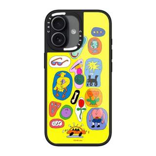 CASECASE X Nền Vàng Minh Họa Ốp Lưng Kính Hút Từ Tính Chống Trầy Xước Cho IPhone 17 Air 16 15 14 Pro Max Plus Ốp Lưng Cứng Có Hộp Khắc Logo
