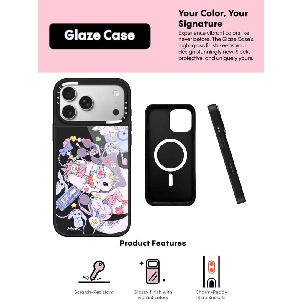 CASECASE X Club Egg của Kiera Won Ốp lưng kính hút từ tính chống trầy xước cho IPhone 17 Air 16 15 14 Pro Max Plus Ốp lưng cứng có hộp khắc Logo