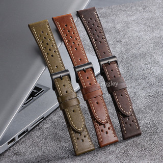 Vintage Rally Racing Dây đeo đồng hồ da thật 18mm 20mm 22mm 24mm Retro Porous Thoáng khí Da bò Bắp chân Wirstbelt cho nam nữ cho SEIKO Diver