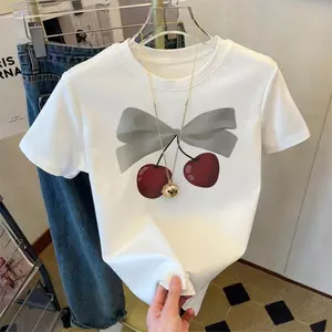 Trái Cây In Thương Dáng Cỡ Lớn Áo Ngắn Widen 100% Cotton 2026