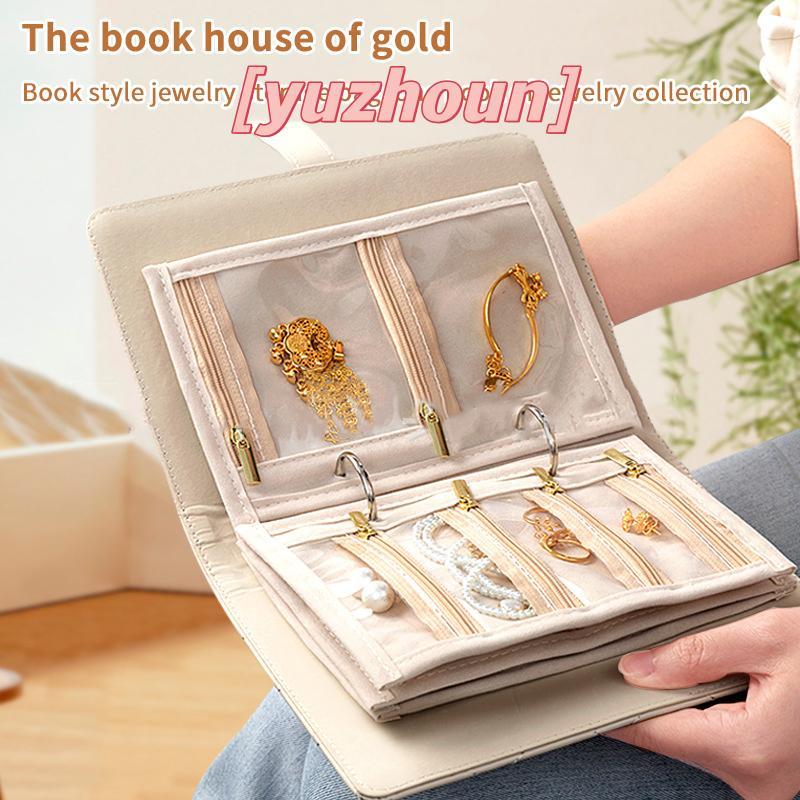 [yuzhoun] Sách lưu trữ trang sức bằng da PU Dây kéo Nhà thơ trong suốt Hộp đựng đồ trang sức Hộp đựng chất kết dính Nelace Sản phẩm trưng bày dành cho nữ