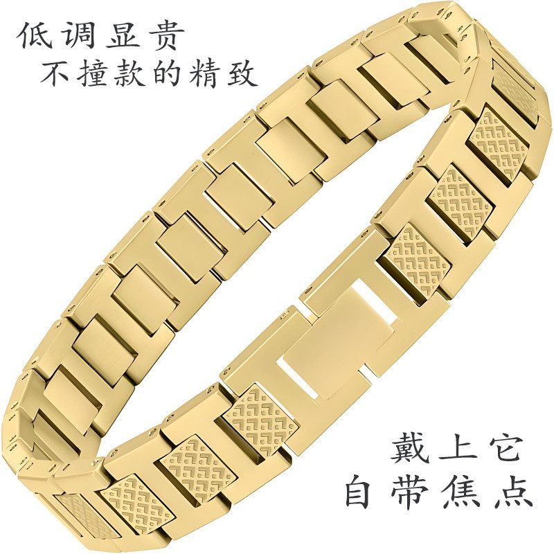 Dây đeo tay cá sấu nhỏ từ thép titan không gỉ, thiết kế sang trọng màu vàng