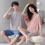 Cặp Đôi Bộ Đồ Ngủ Nữ Ngắn Tay Quần Short Ice Silk Thoáng Mát Mùa Hè Loungewear Một Nam Một Nữ Modal Phù Hợp Với