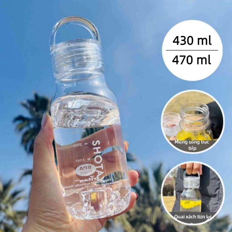 Bình Nước Tritan 430ml & 670ml - Chịu Nhiệt -20~99°C, Không BPA, Chống Rò Rỉ - Tặng Dụng Cụ Vệ Sinh
